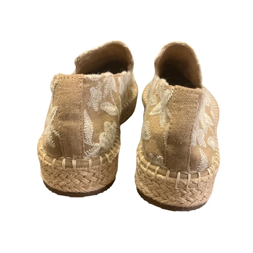 Joie Cara-B Floral Embroidered Espadrille Loafers Tan‎ White Slip On Flats 8M